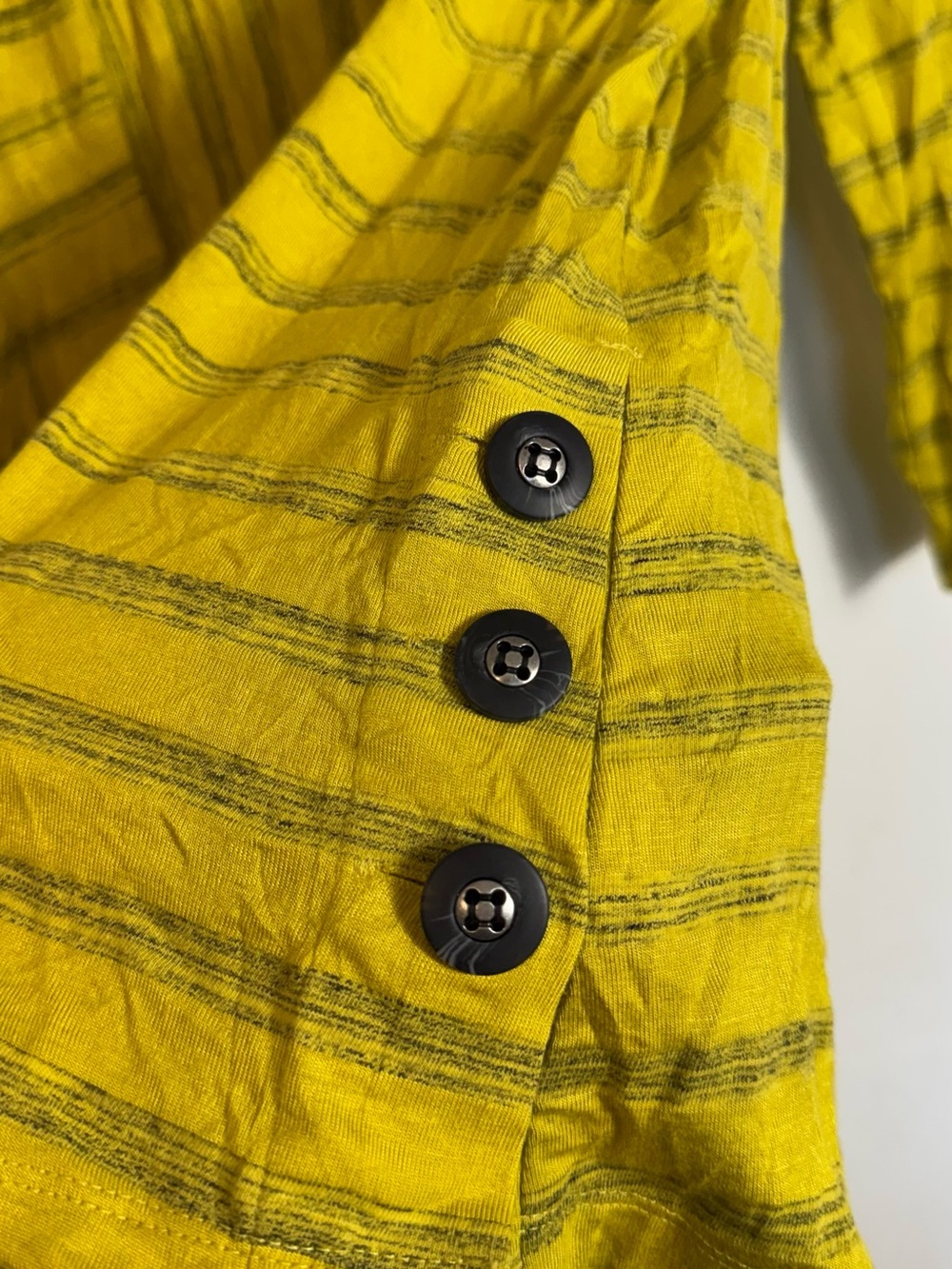 Ali Miles Chartreuse Striped Cowl Neck Tunic Blouse Medium - Picture 4 of 7